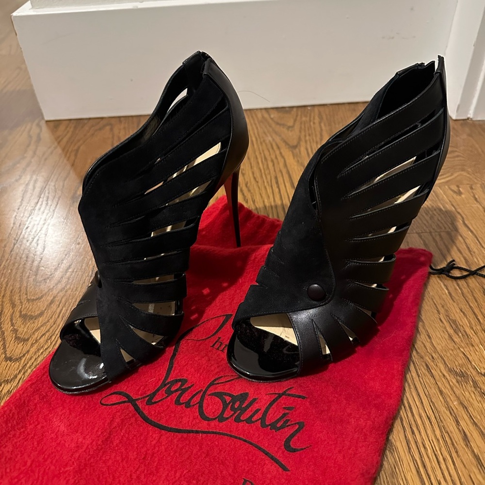 Christian Louboutin Black Strappy Stiletto Heels